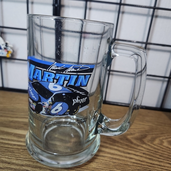 VINTAGE NASCAR Mark Martin #6 Phzer Embossed Glass Beer Mug - Picture 2 of 4